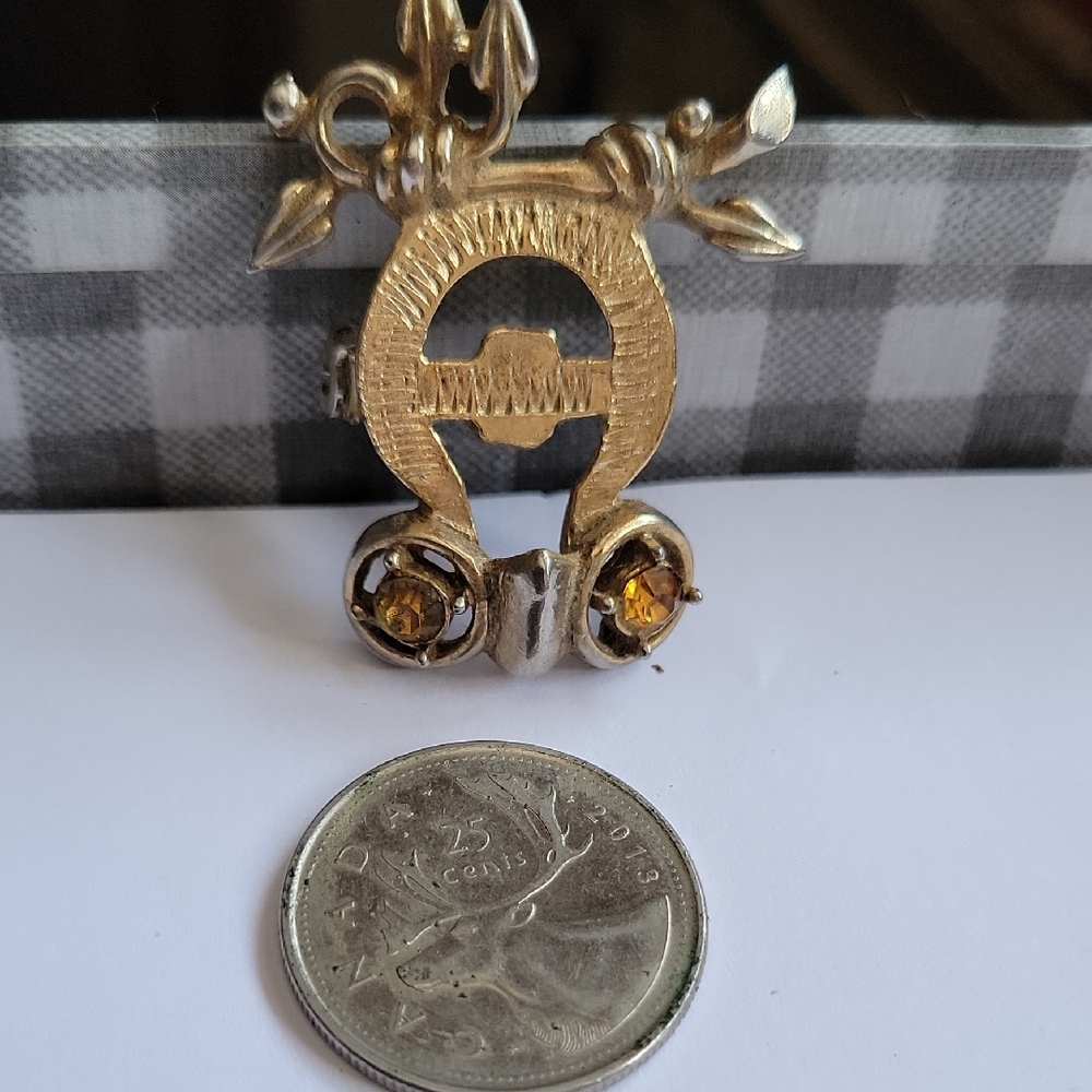 Gold and Amber Vintage Brooch